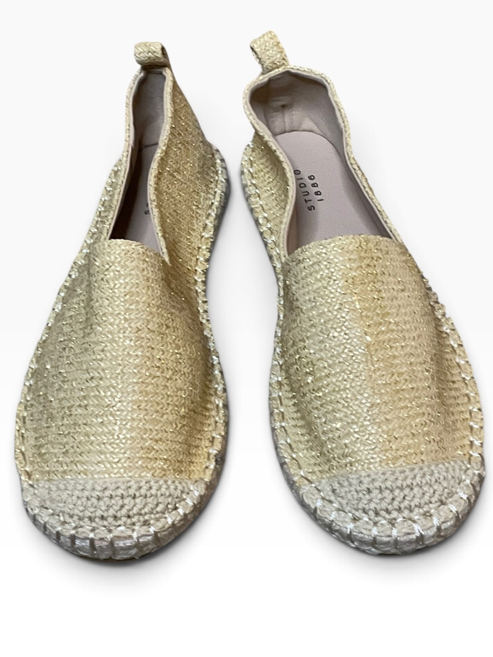 Avon Studio 1886 Gold Woven Espadrille Slip-On Flats